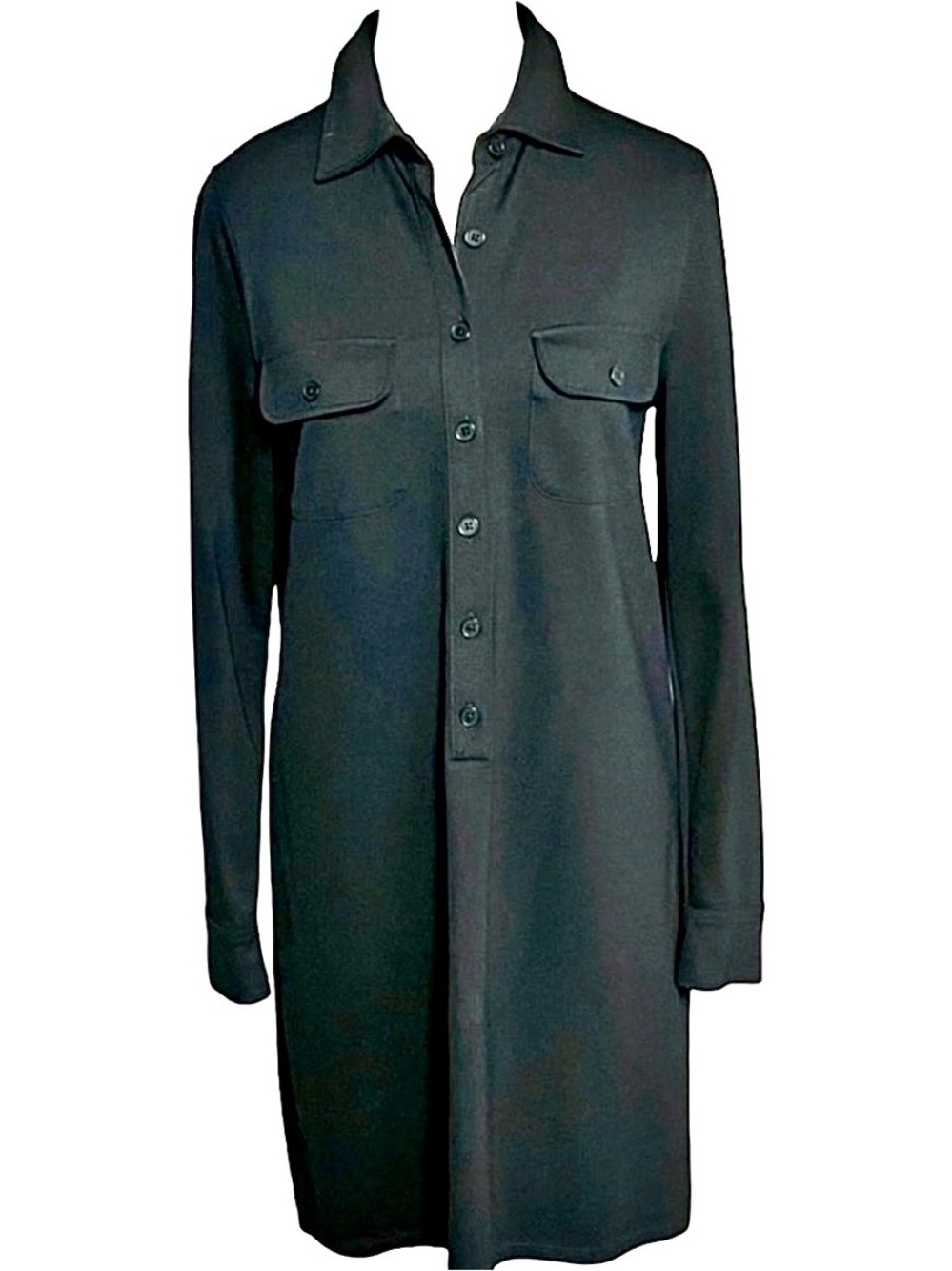 Lauren Ralph Lauren Black Long Sleeve Button Front Shirt Dress Size Small
